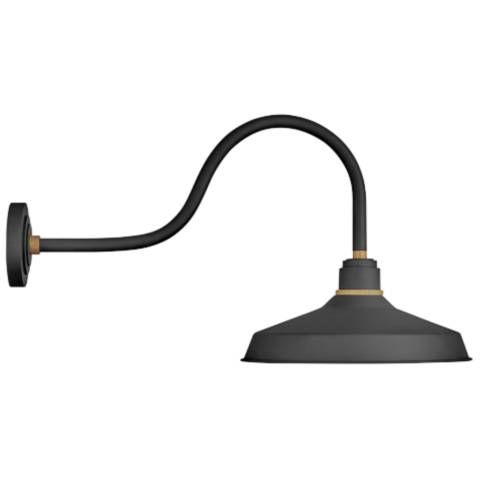 Outdoor Foundry 17.3" High Textured Black Outdoor Gooseneck Barn Light - #72G33 | Lamps Plus | Lamps Plus