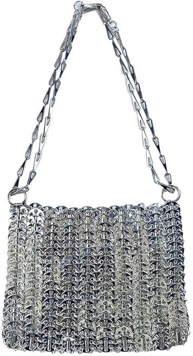 Novelty Metal Sequins Purse Hollow Out Metallic Evening Bag Glittering Ladies Crossbody Bag Beade... | Amazon (US)
