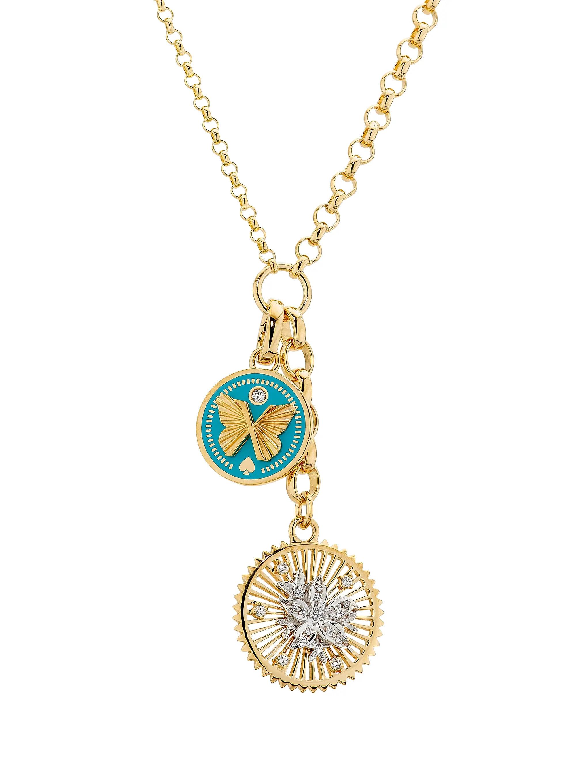 Resilience & Reverie 18K Yellow & White Gold & 0.16 TCW Diamond Medium Mixed Belcher Chain Neckla... | Saks Fifth Avenue