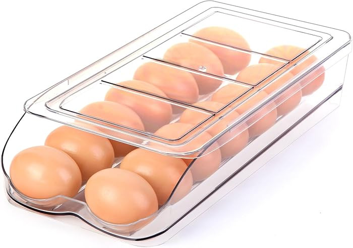 Egg Holder for Fridge, Automatic Rolling Egg Container for Refrigerator, Stackable Fridge Organiz... | Amazon (US)