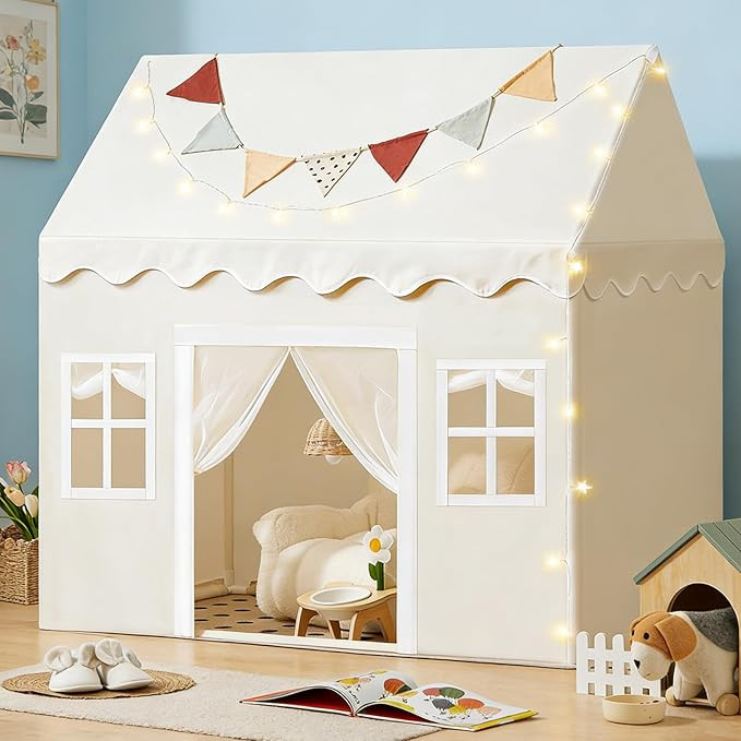 Tiny Land Play Tent with Padded Mat & LED Lights, Kids Tent, Playhouse for Kids, Indoor Bed Tent ... | Amazon (US)