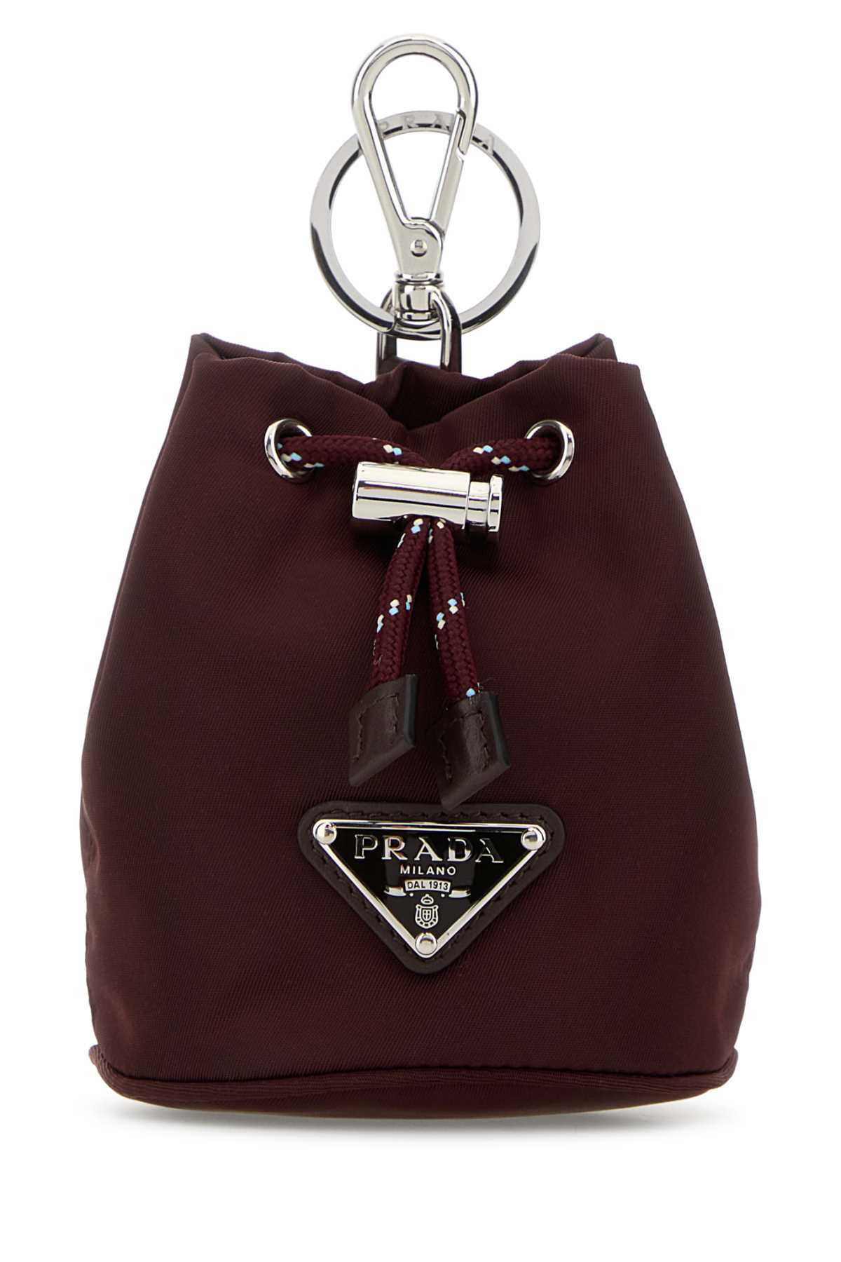 Prada Burgundy Fabric Key Ring | Italist.com US