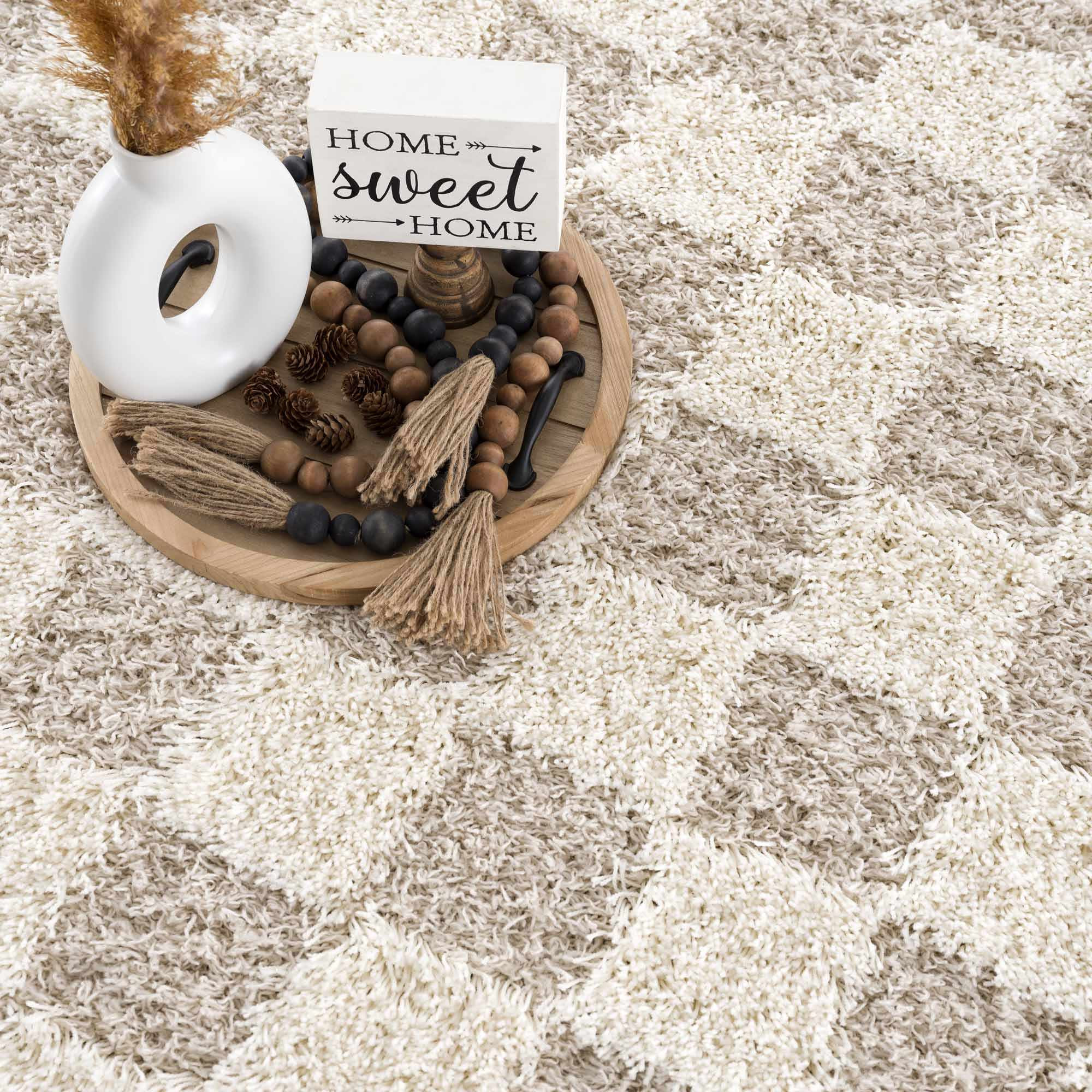 Atira Light Brown Checkered Area Rug | Boutique Rugs