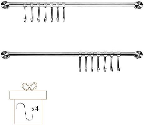 Pots and Pans Hanging Rack Wall Mounted, Audmore 304 Stainless Steel 15.6 Inch Straight Bar Utens... | Amazon (US)