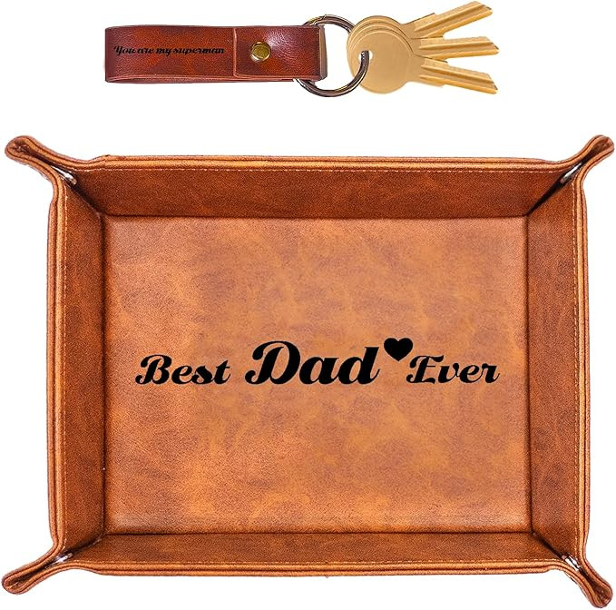 Best Dad Ever Leather Valet Tray & Keychain for Dad Who Wants Nothing, Fathers Day Birthday from ... | Amazon (US)