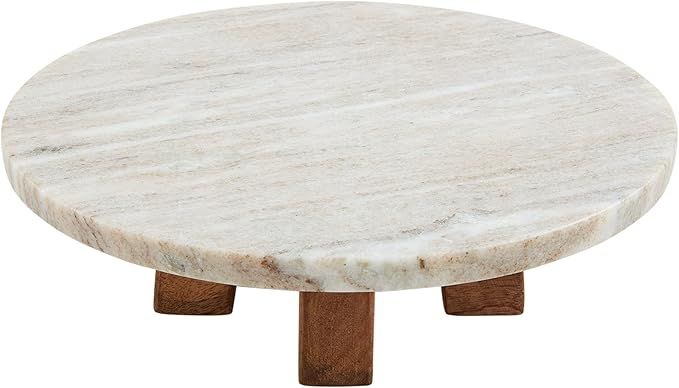 Mud Pie Marble Wood Pedestal Stand, 3 1/4" x 10 1/2" dia, BROWN | Amazon (US)