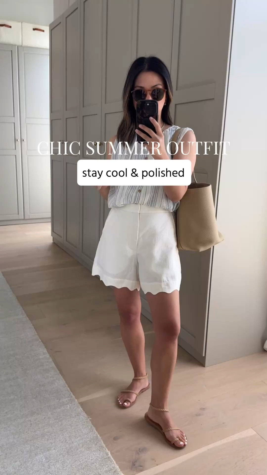 chic summer outfit. 

Zara top xs
Everlane scalloped shorts 2
Ancient Greek sandals 35
The Row N/S tote medium
Le Specs sunglasses
Dorsey James necklace 15"
Electric Pick earrings

summer outfits, summer style, petite style

#LTKootd #LTKmomlife #LTKPetite