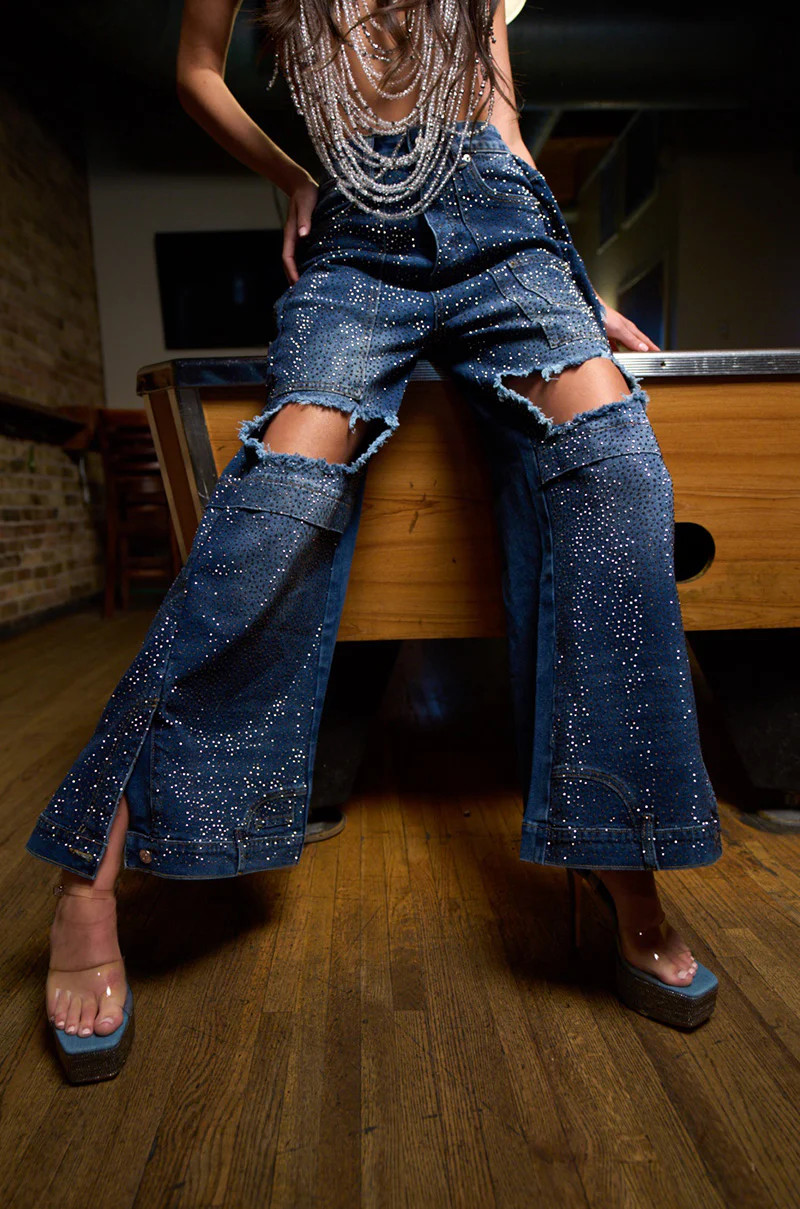 SPARKLE QUEEN WIDE-LEG DENIM | AKIRA