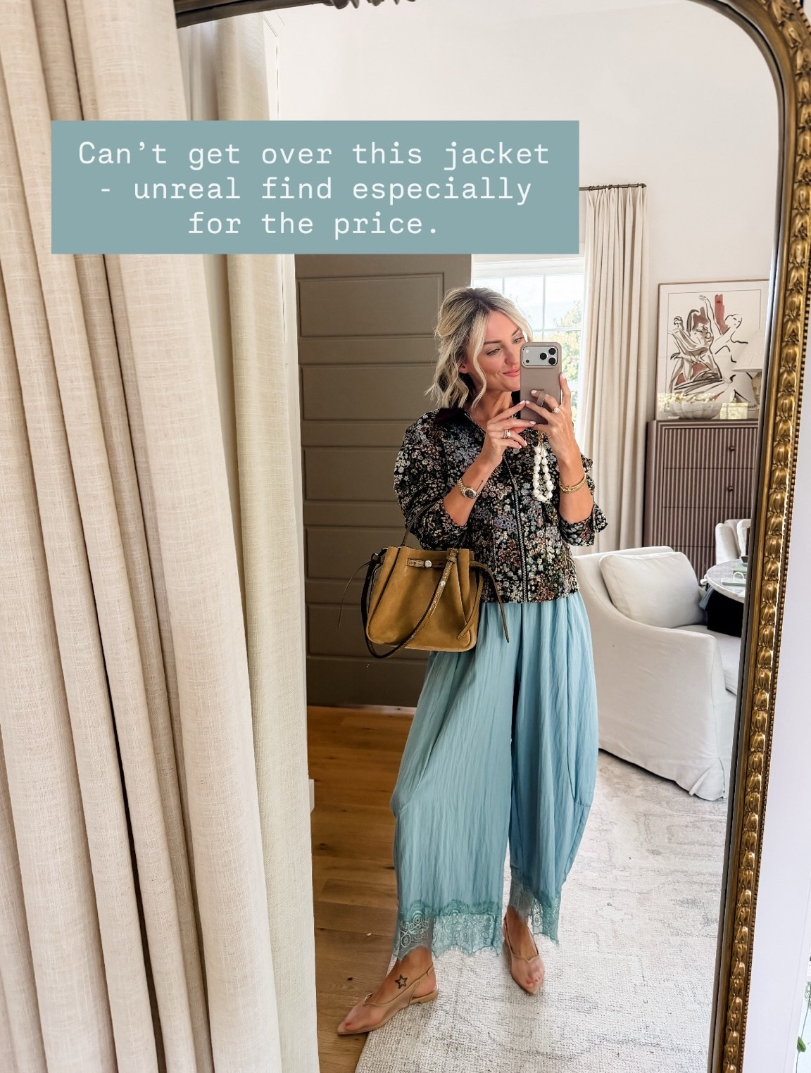 This floral jacket is a Walmart find! 👏🏼 It also has a matching skirt, but I love it styled with these blue pants with the lace trim! Wearing XS in jacket & S in pants!

Loverly Grey, fall outfit, Amazon, Walmart, fall jacket, fall layers, satin pants, chic fall looks

#LTKSeasonal
