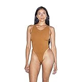 American Apparel Women's Cotton Spandex Sleeveless Deep Cut Bodysuit, Nude 5, Large | Amazon (US)