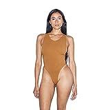 American Apparel Women's Cotton Spandex Sleeveless Deep Cut Bodysuit, Nude 5, Large | Amazon (US)