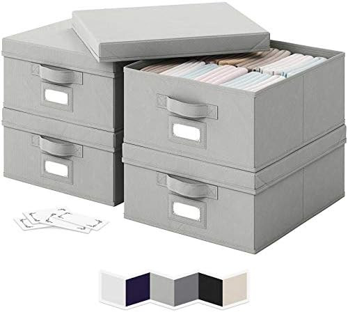 NEATERIZE Storage Bins with Lids - 4 Large Storage Boxes - Closet Organization and Storage Basket... | Amazon (US)