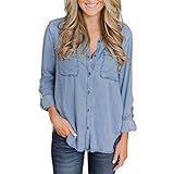 Tsmile Winter Fashion Women Soft Denim Shirt Casual Tops Blue Jean Button Long Sleeve Blouse Jacket | Amazon (US)