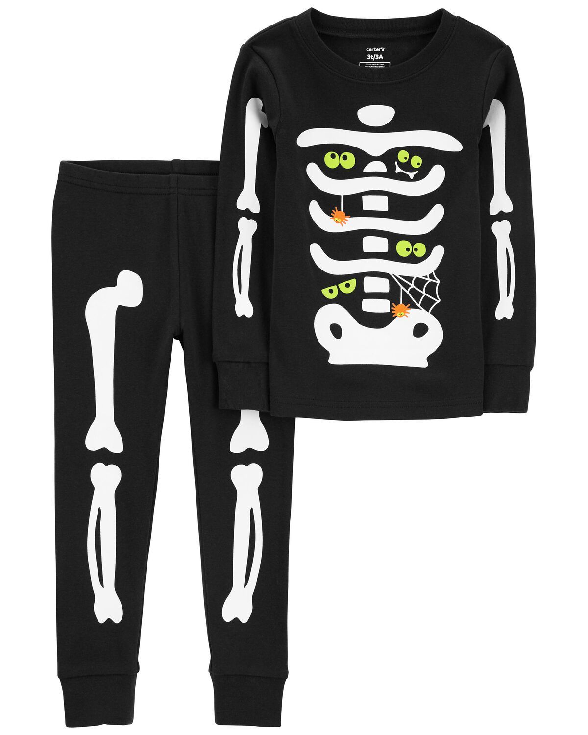 Black Baby 2-Piece Glow Skeleton 100% Snug Fit Cotton Pajamas | carters.com | Carter's