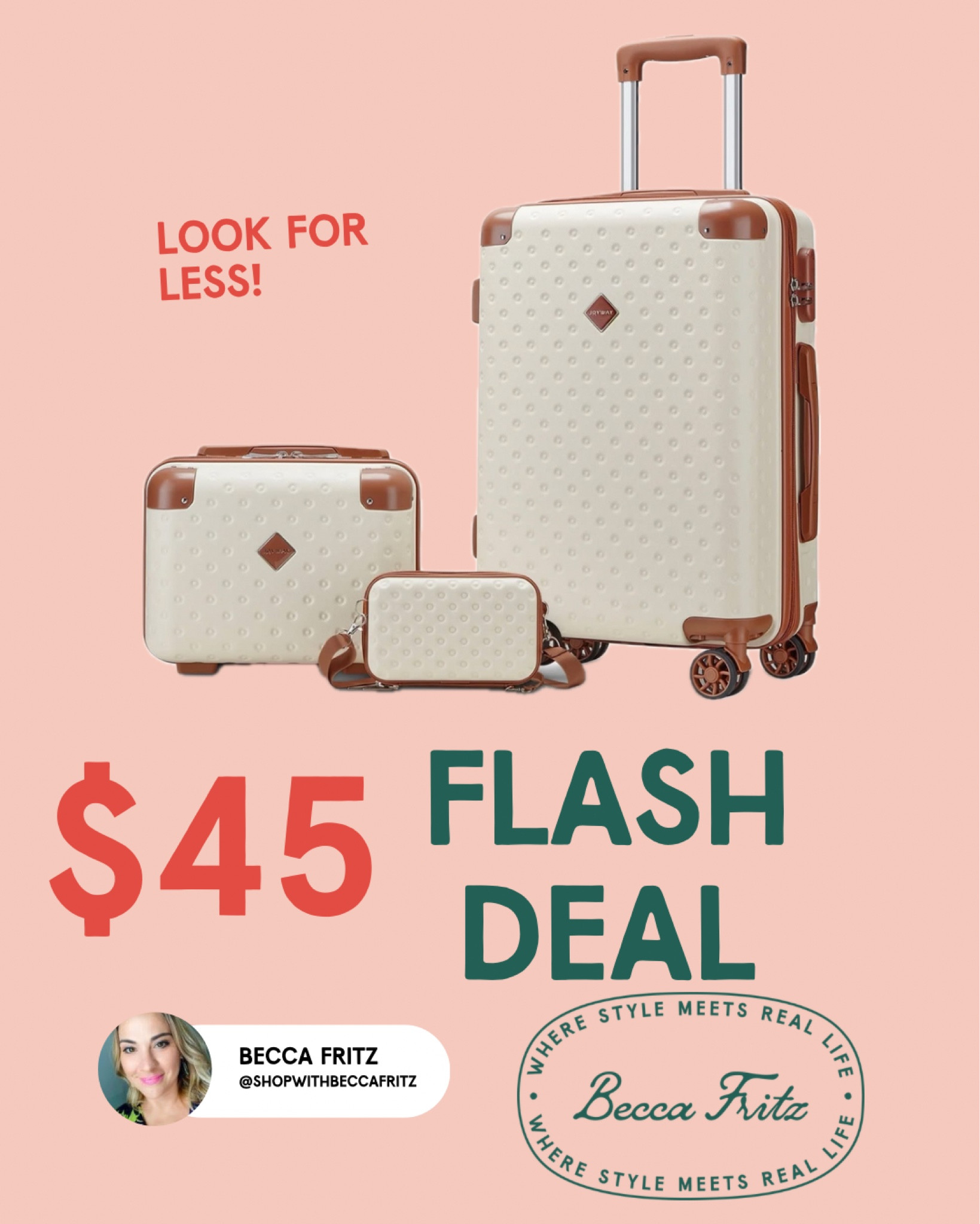 ⚡️ FLASH DEAL! ⚡️ 
This pretty 3-pc luggage set just $46 w/ free shipping! Look for less + great reviews!  

#LTKFindsUnder50 #LTKSaleAlert #LTKTravel