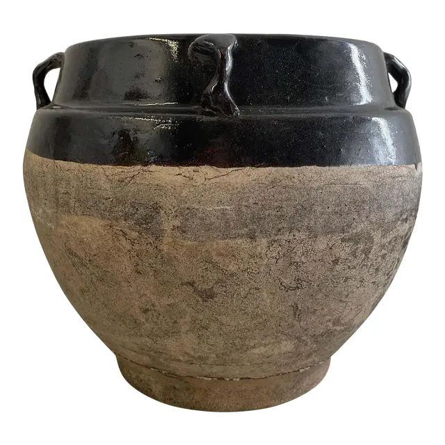 Late 20th Century Vintage Matte Oil Pot Clay Pottery | Chairish