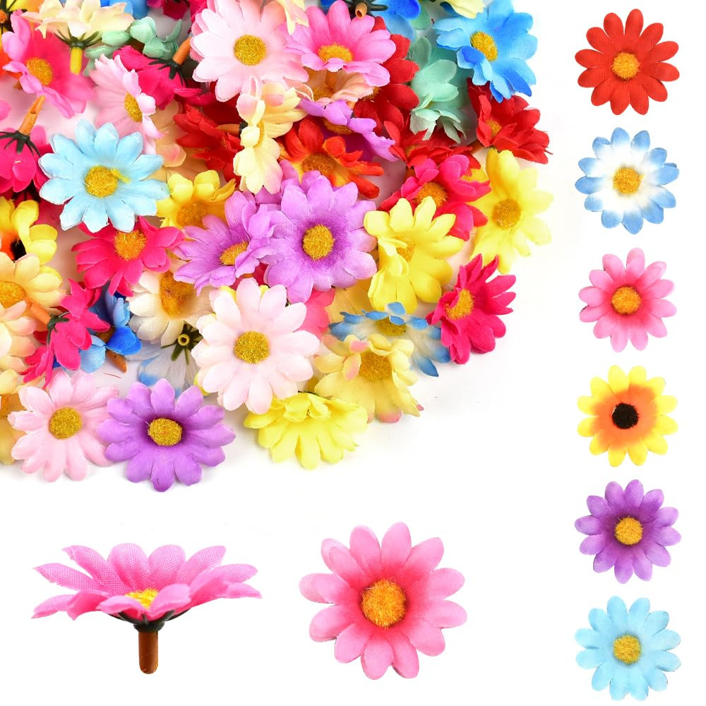 120 PCS Artificial Sunflowers Heads Artificial Gerbera Daisy Flowers Heads Fake Mini Silk Flowers... | Amazon (UK)