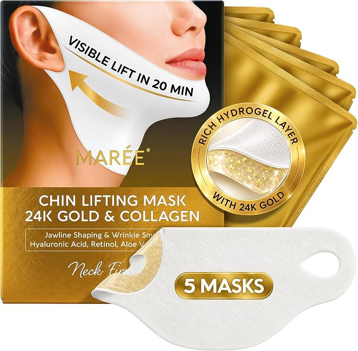 MAREE V Line Lifting Mask - Gold Face Lift Tape & Double Chin Lifting Mask | Amazon (US)
