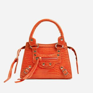 Roddy Mini City Tote Bag In Orange Croc Print Faux Leather | EGO (UK)