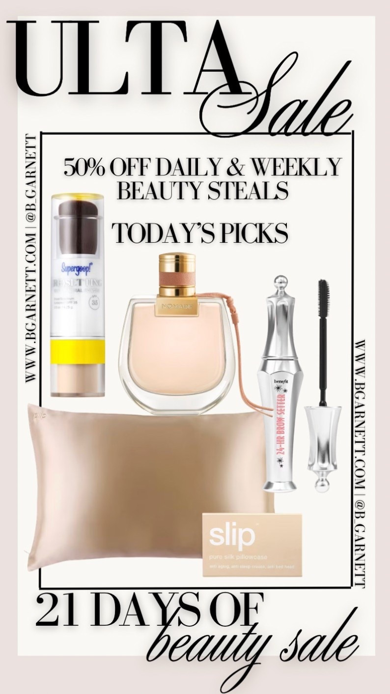 Ulta 21 Days of Beauty Sale picks from today

Ulta sale | gifts for her | silk pillowcase | Chloe fragrance | spf | brows | brow gel 

#LTKBeauty #LTKSaleAlert #LTKSpringSale