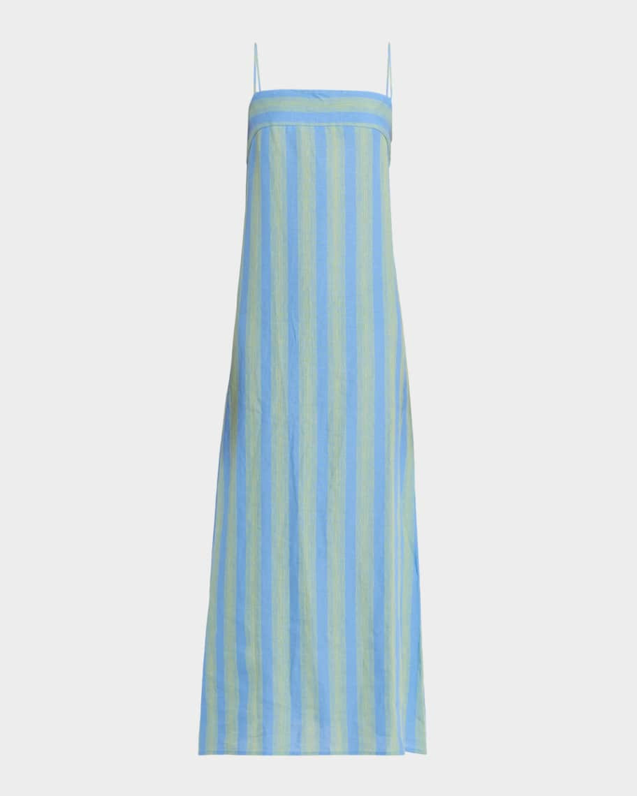 STAUD Laura Striped Linen Dress | Neiman Marcus