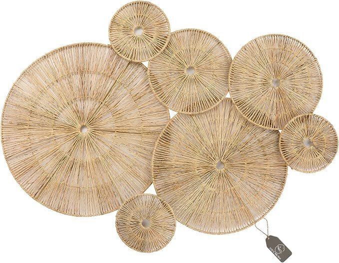 Set of 7 Boho Wall Decor - 18-Inch Handcrafted Woven Jute Hanging Basket Decor - Unique Large Rou... | Amazon (US)