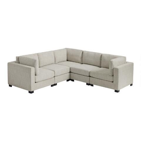 Cream Track Arm Hayes 5 Piece Square Modular Sectional Sofa | World Market