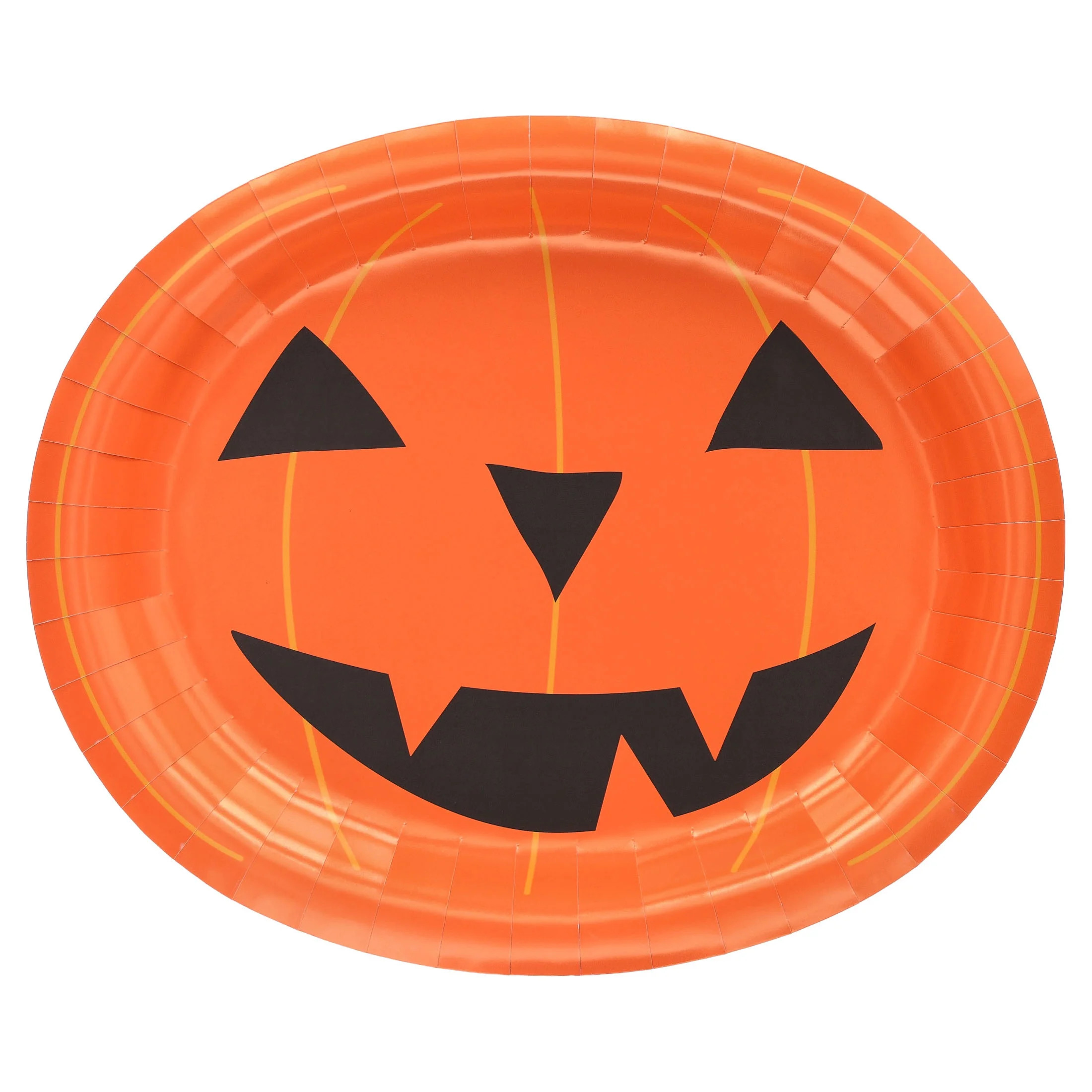 Jack-o'-Lantern Oval Disposable Paper Plates, Multicolor, 12" x 10", 8 Count, Halloween by Way To Celebrate - Walmart.com | Walmart (US)