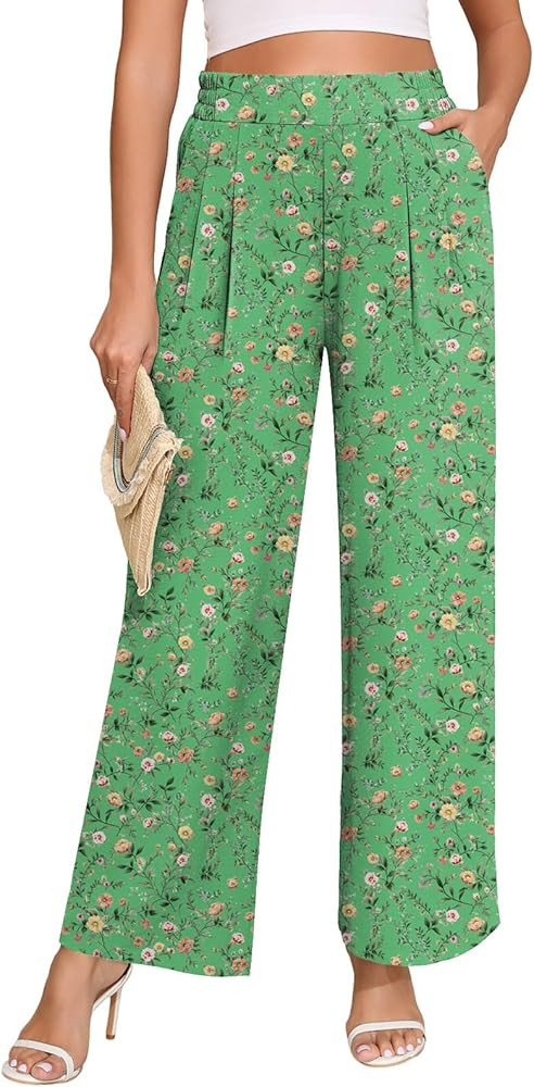Askyes Women's Wide Leg Lounge Pants with Pockets Lightweight High Waisted Loose Trousers Work Ca... | Amazon (US)