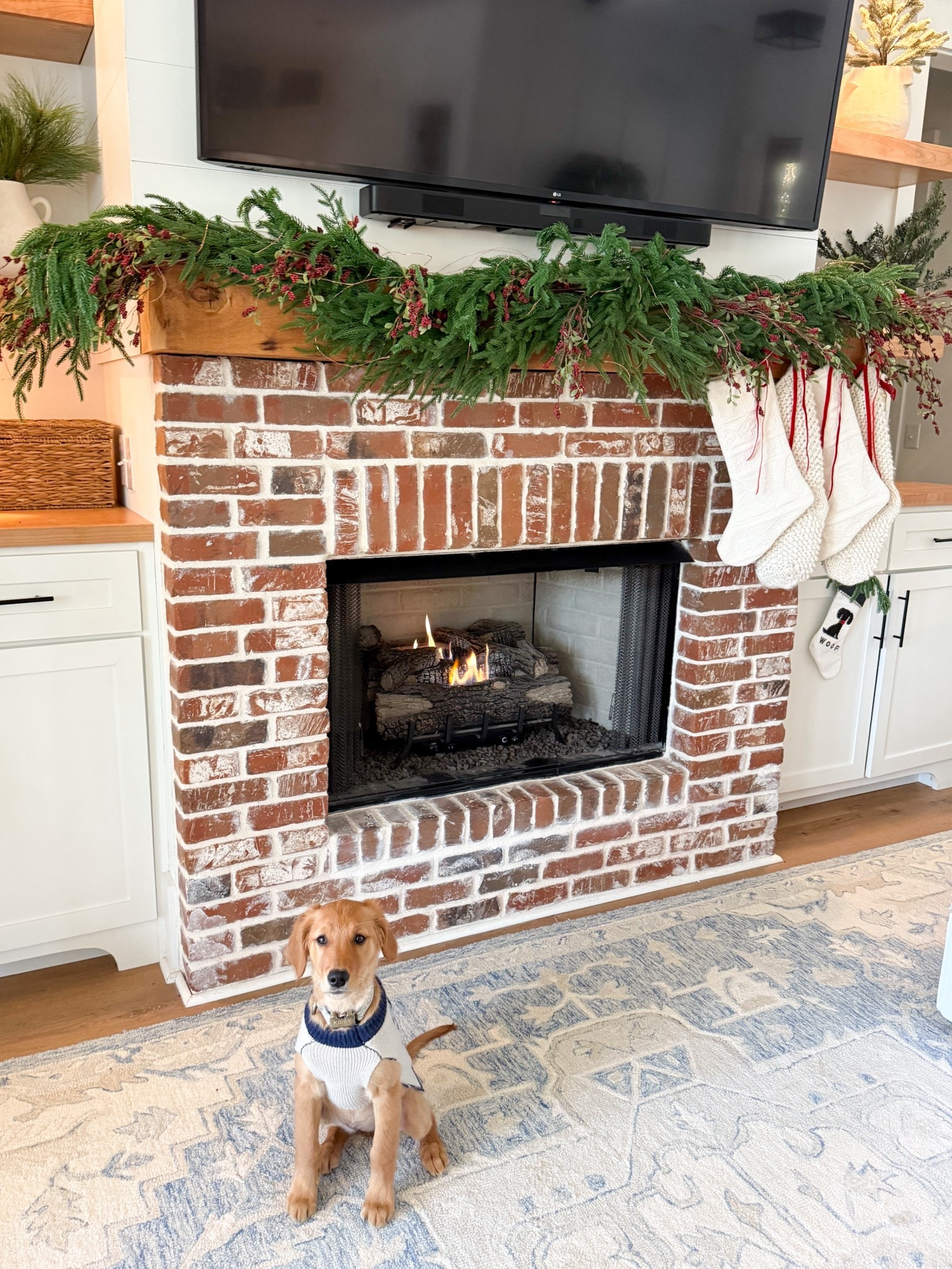My traditional Christmas mantle with pops of red! 

#LTKSeasonal #LTKHome #LTKFindsUnder50