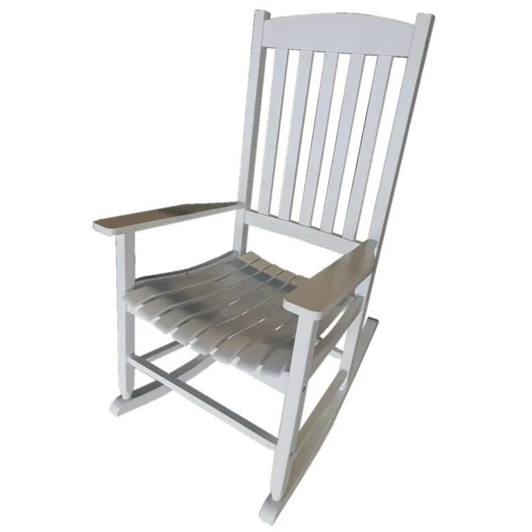 Mainstays Outdoor Wood Porch Rocking Chair, White Color, Weather Resistant Finish - Walmart.com | Walmart (US)