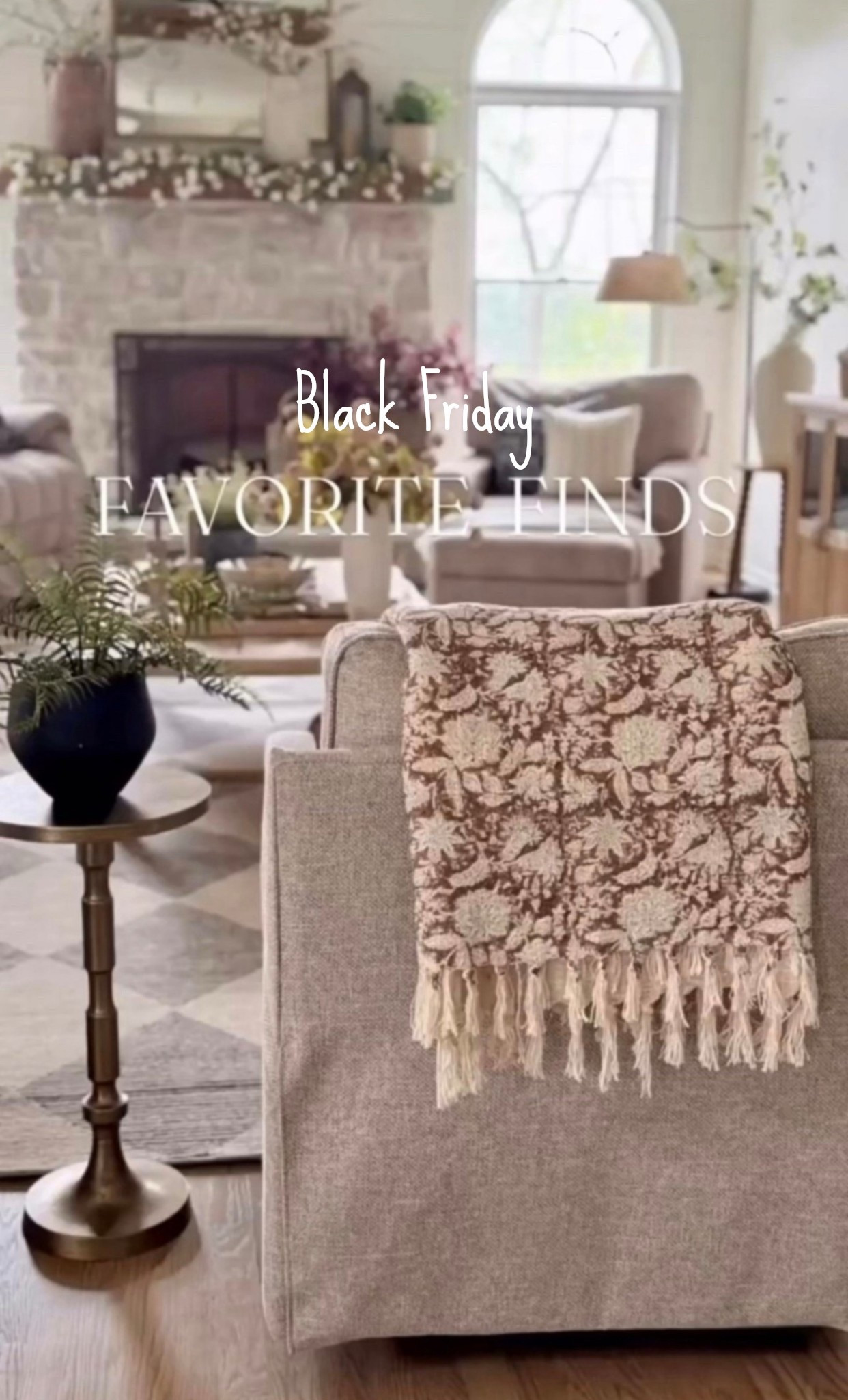Black Friday sales: vintage style brown floral throw, gold accent pedestal table, square arm swivel recliner, antiqued bronze curved floor lamp, solid wood accent table, neutral charcoal and beige area rug

#LTKHome #LTKCyberWeek #LTKSaleAlert