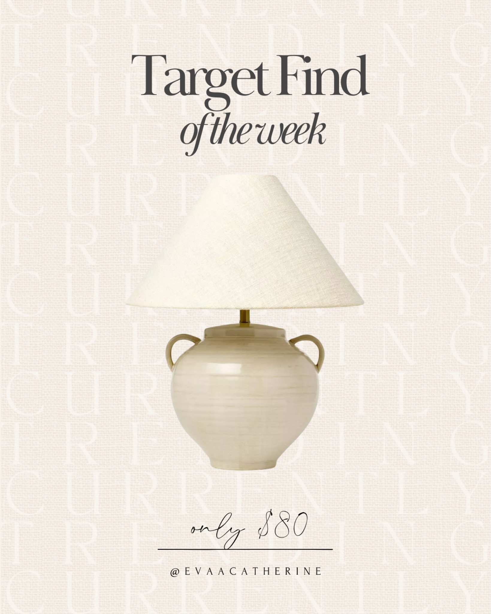 This week’s Target find is too good to pass up—this chic and timeless lamp for only $80. Its neutral design and modern shape make it the perfect addition to any room. You can shop this and more of my favorites via my LTK.

 #targetfind #homedecor #neutralstyle

#LTKFindsUnder100 #LTKStyleTip #LTKHome