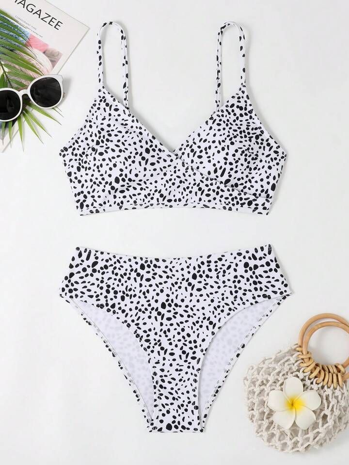 Dalmatian Print Bikini Swimsuit | SHEIN