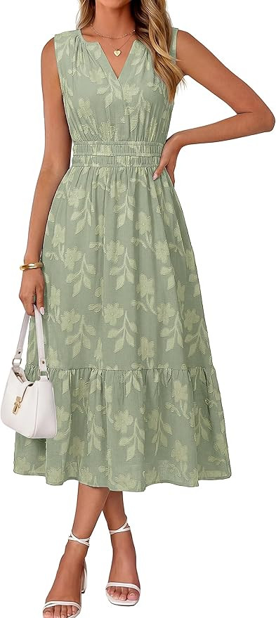 Simplee Womens Summer Maxi Dress Boho Floral Casual A Line V Neck Sleeveless Empire Waist Flowy B... | Amazon (US)