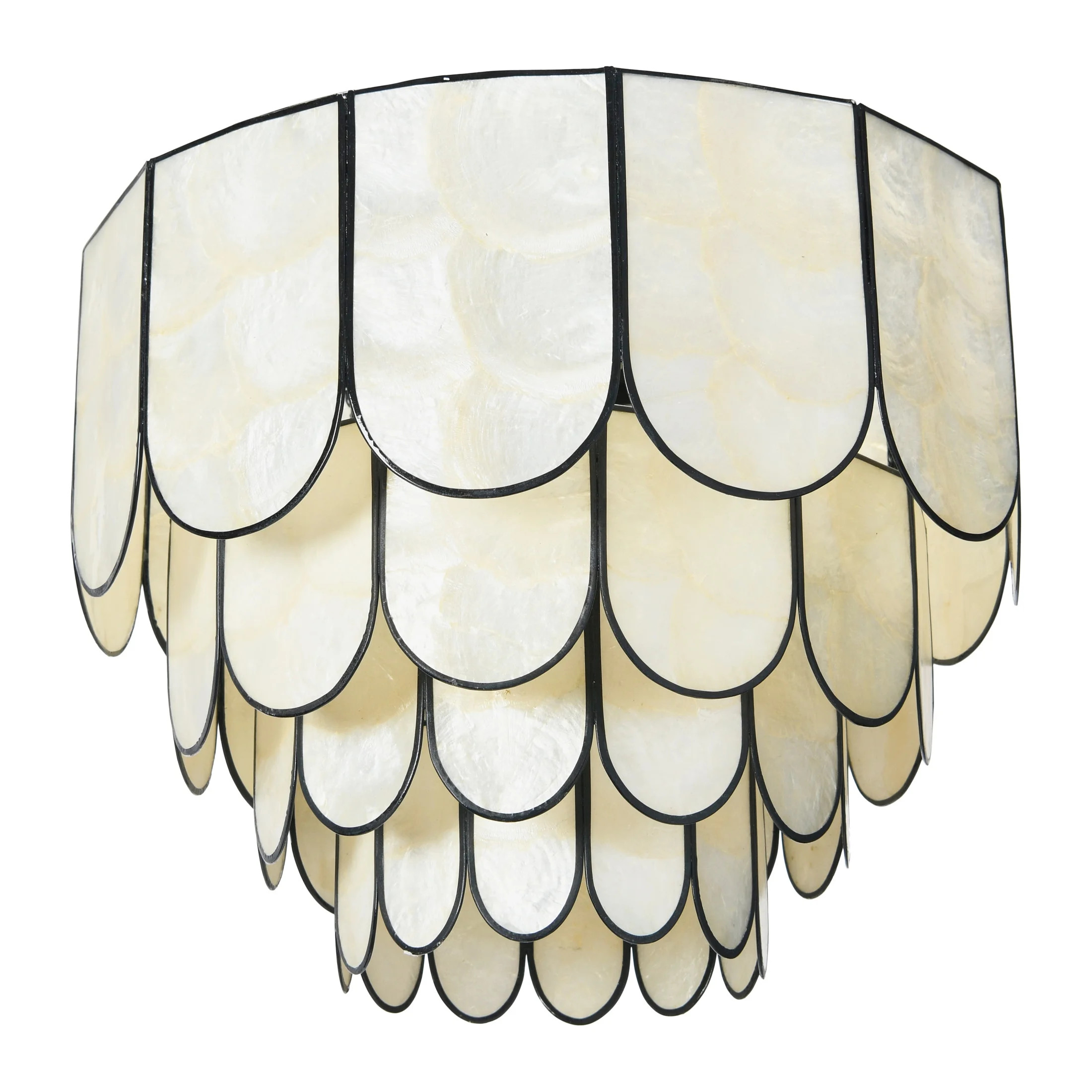 Creative Co-Op 14" Round 4-Tier Capiz and Metal Flush Mount Ceiling Light | Walmart (US)