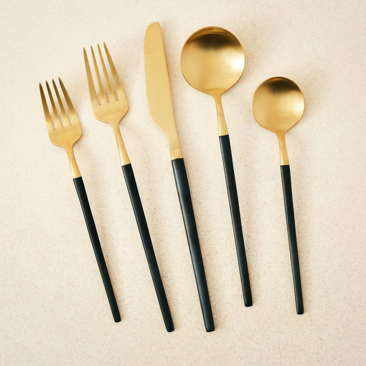 5pc Stainless Steel Silverware Set Black/Gold - Opalhouse™ designed with Jungalow™ | Target