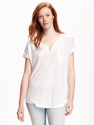 Lightweight Split-Neck Tee for Women | Old Navy US