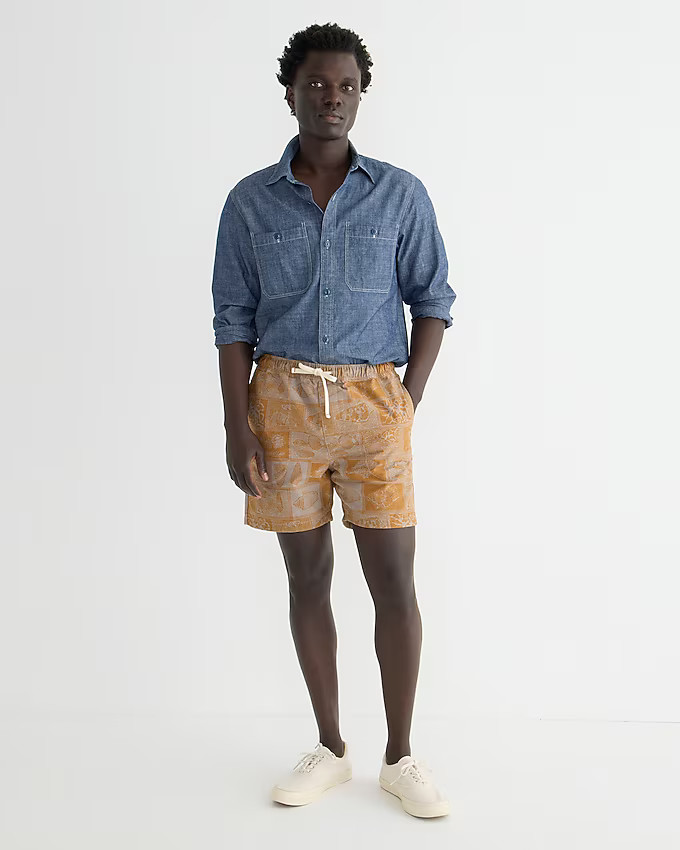 Wallace & Barnes 6" drawstring short in block print | J. Crew US