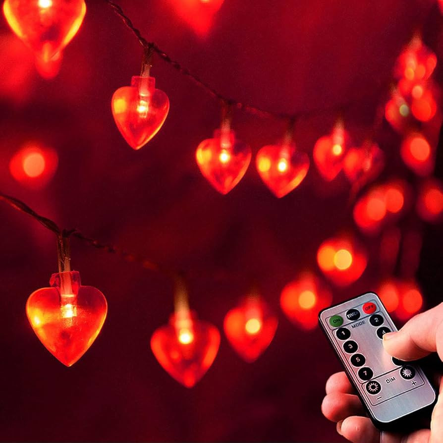 Homeleo 25ft 50LED Remote Heart Shaped Lights String for Valentines Day Decorations Mothers Day P... | Amazon (US)
