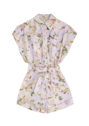 Acacia floral-print linen playsuit | Harvey Nichols