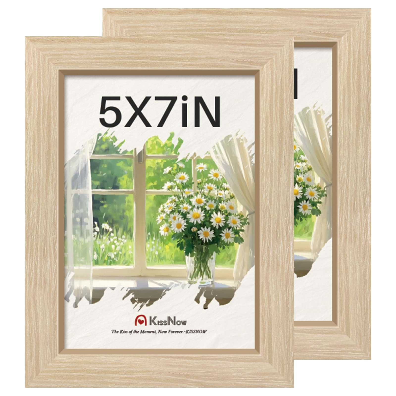 5x7 Picture Frame 2 Pack, Natural Oak Wood Gallery Photo Frame, Wall Hanging or Tabletop Display | Amazon (US)