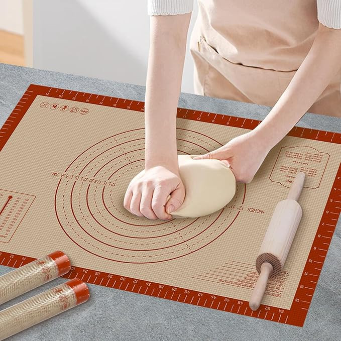 Silicone Baking Mat, 24" x 16" Baking Mat, Pastry Rolling Sourdough Baking Mat Supplies for Makin... | Amazon (US)