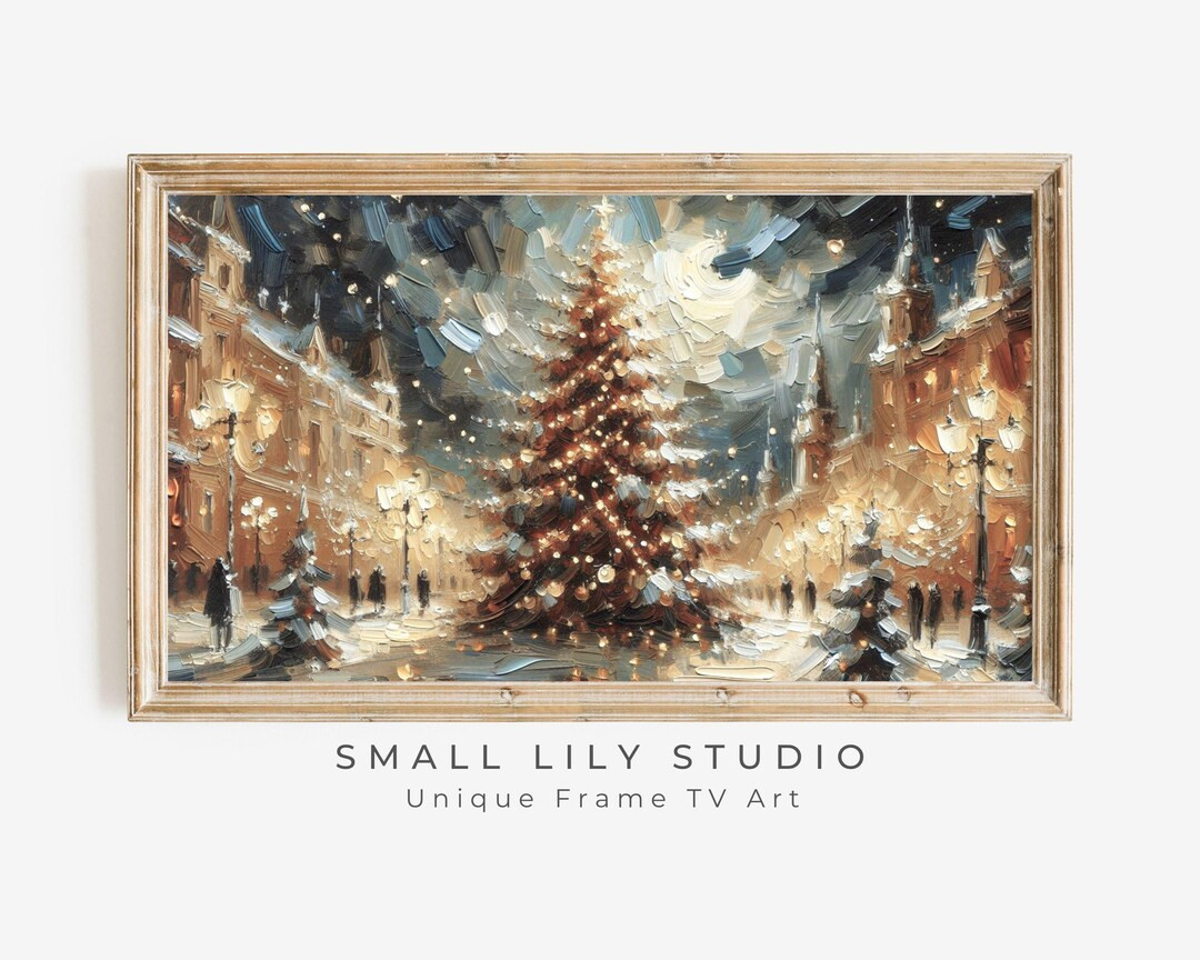 FRAME TV Art Christmas Tree in Town Square, Frame TV Christmas Lights Textured Artwork, Samsung F... | Etsy (US)