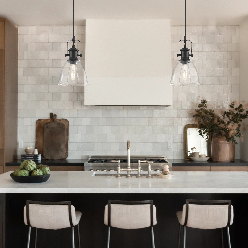 Pendant Light 2 Pack, Farmhouse Pendant Light, 6.5 Inches Kitchen Island Lighting, Industrial Pen... | Wayfair North America