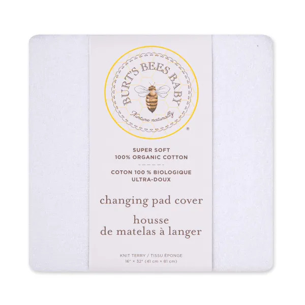 Solid Terrycloth Knit BEESNUG® Organic Cotton Changing Pad Cover - Cloud | Burts Bees Baby