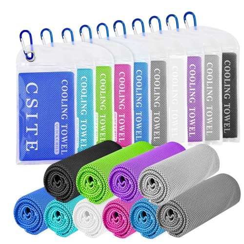 CSITE Cooling Towels for Neck and Face - 10Pack 47x12 Inch Ice Cold Microfiber Towels, Soft & Breathable Cooling Towel for Hot Weather, Sports, Yoga, Workout, Running, Golf, Camping | Amazon (US)