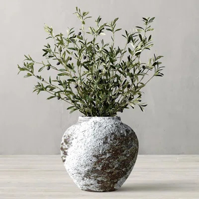 Round Rustic Clay Vase, Farmhouse Style Clay, Large Clay Floor Vase For Table Centerpieces | Wayfair North America