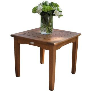 Square Wood Outdoor Side Table with Eucalyptus Top | The Home Depot