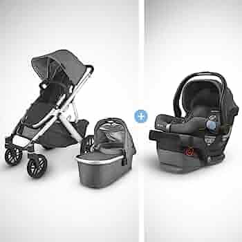 UPPAbaby Vista V2 Stroller - Jordan (Charcoal Melange/Silver/Black Leather) + Mesa Infant Car Sea... | Amazon (US)